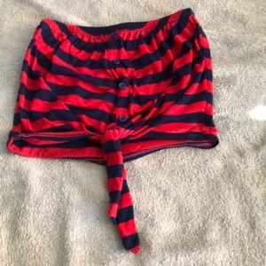 Red and blue sleeveless crop top